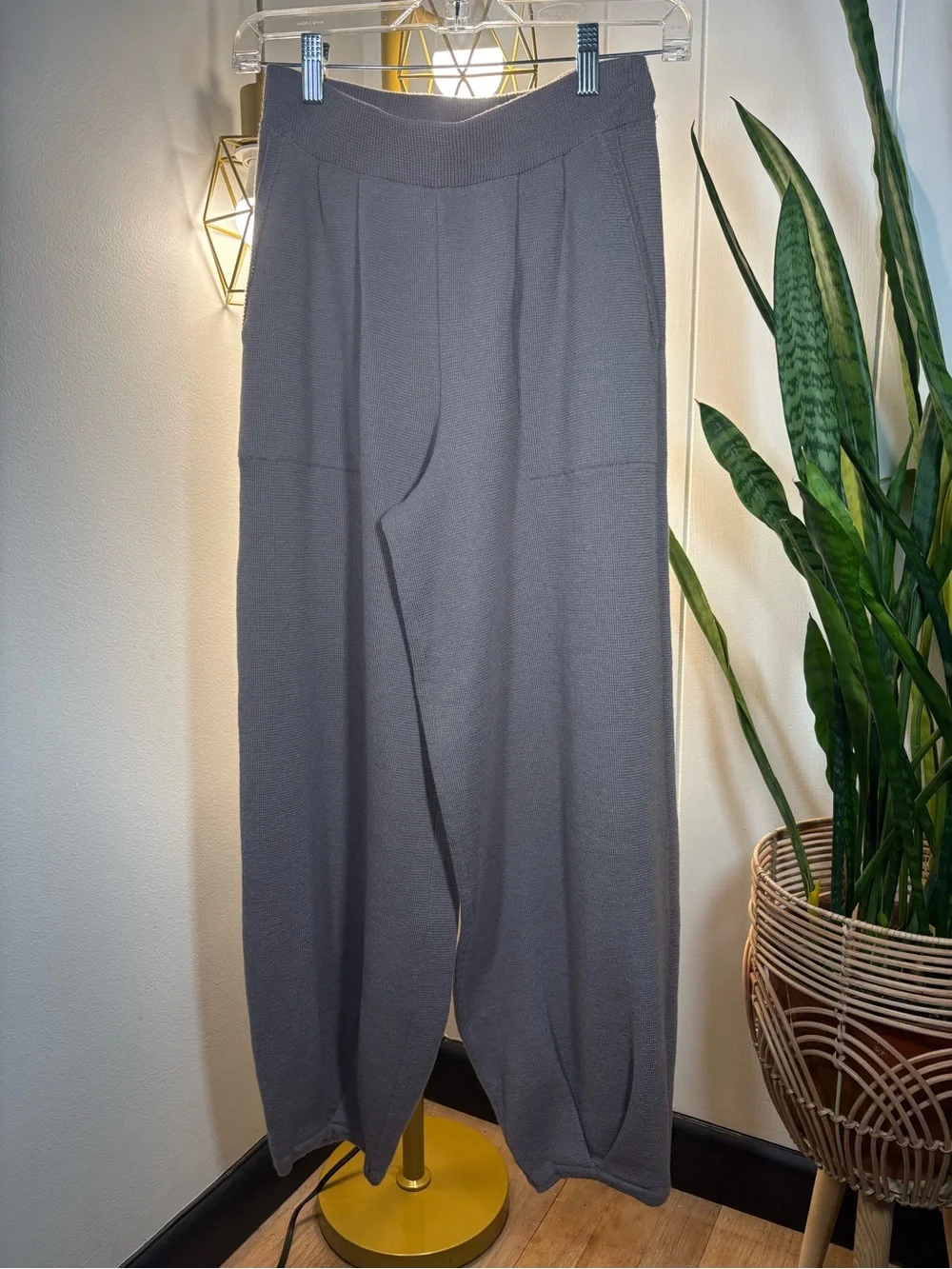 Free People Beach Freya Knit Pants •taupe, linen blend, pockets, S - Picture 3 of 12